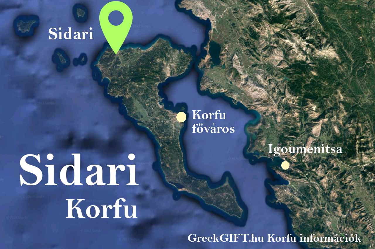 Sidari térkép Korfu